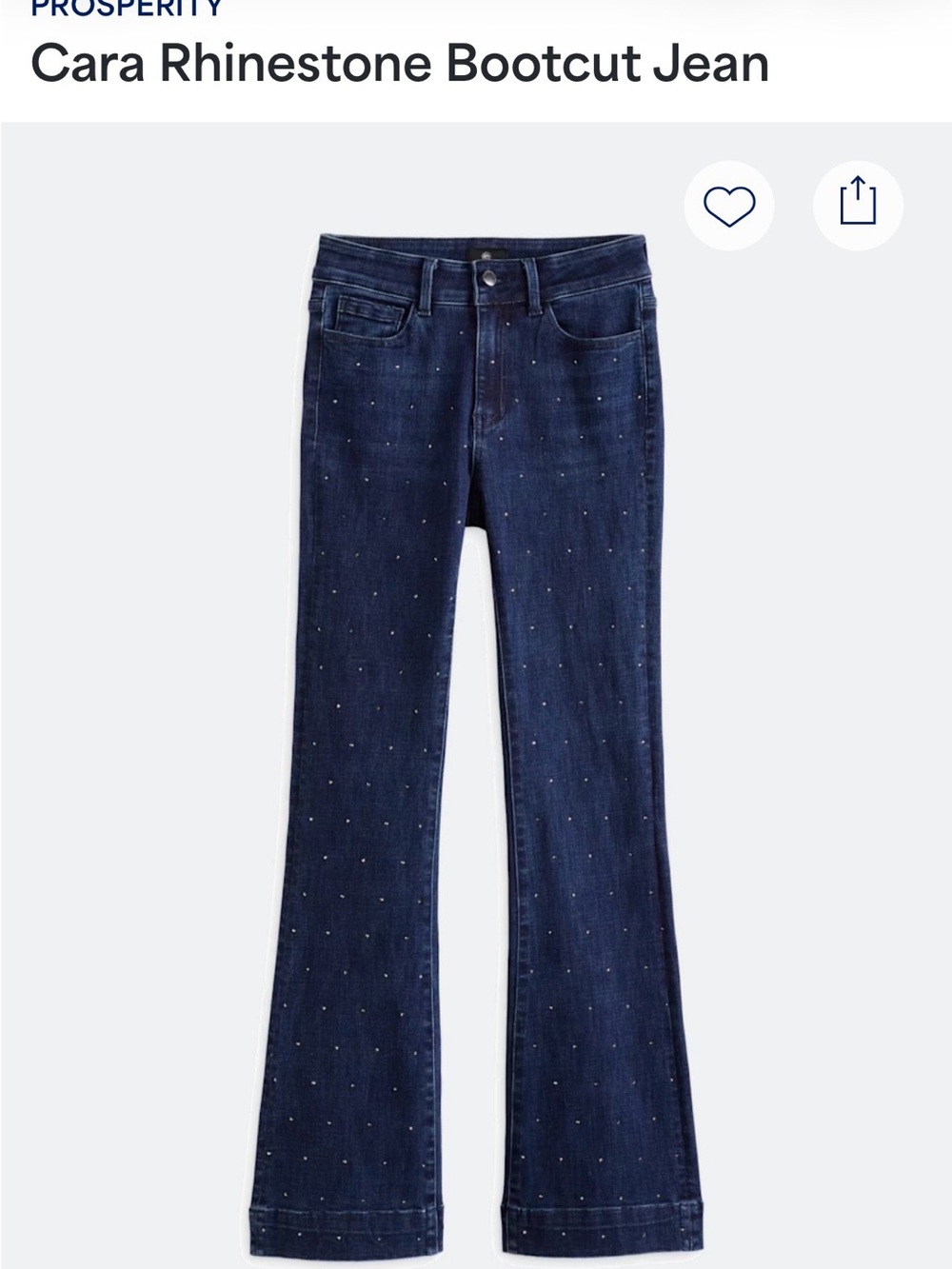 NWT Women's Dark Blue Boot Cut Jeans with rhinestones on front